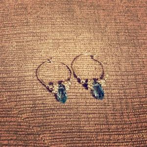Blue topaz hoop earrings